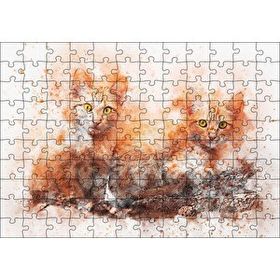 Cakapuzzle Suluboya Efekt Yavru Kediler 120 Parça Ahşap Puzzle