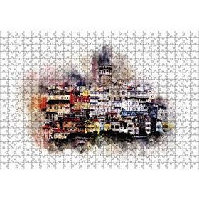 Cakapuzzle Suluboya Galata Manzarası 120 Parça Ahşap Puzzle
