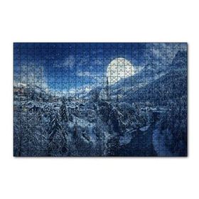 Cakapuzzle Süper Dolunay ve Karla Kaplı Kasaba 120 Parça Ahşap Puzzle