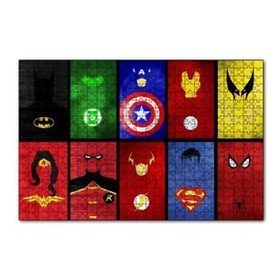 Cakapuzzle Süper Kahramanlar Logoları ve Maskeleri 120 Parça Ahşap Puzzle