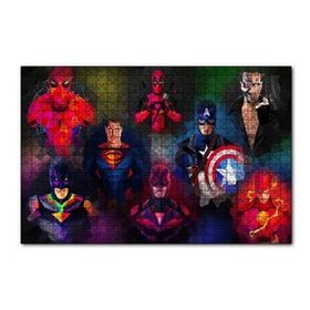 Cakapuzzle Süper Kahramanlar Low Poly Çizim 120 Parça Ahşap Puzzle
