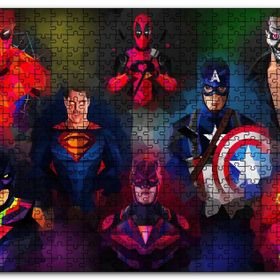 Cakapuzzle Süper Kahramanlar Low Poly Çizim Mdf 120 Parça Puzzle