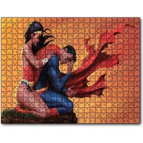 Cakapuzzle Süpermen ve Sarılan Harika Kadın Görseli Mdf 1000 Parça Puzzle