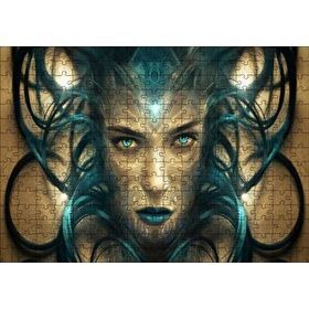 Cakapuzzle Sürrealistik Kadın Yüzü ve Siyah Saçları 120 Parça Ahşap Puzzle