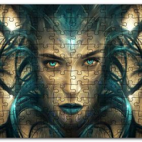 Cakapuzzle Sürrealistik Kadın Yüzü ve Siyah Saçları Mdf 1000 Parça Puzzle