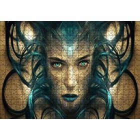 Cakapuzzle Sürrealistik Kadın Yüzü ve Siyah Saçları Mdf 500 Parça Puzzle