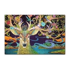Cakapuzzle Süslemeli Boynuzlarıyla Geyik İllüstrasyon 120 Parça Ahşap Puzzle