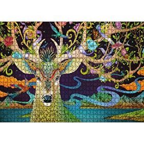 Cakapuzzle Süslemeli Boynuzlarıyla Geyik İllüstrasyon 120 Parça Ahşap Puzzle
