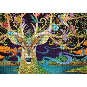 Cakapuzzle Süslemeli Boynuzlarıyla Geyik İllüstrasyon 120 Parça Ahşap Puzzle