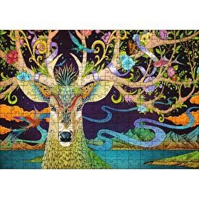 Cakapuzzle Süslemeli Boynuzlarıyla Geyik İllüstrasyon 120 Parça Ahşap Puzzle
