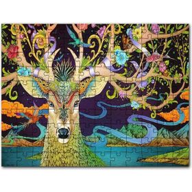 Cakapuzzle Süslemeli Boynuzlarıyla Geyik İllüstrasyon Mdf 1000 Parça Puzzle