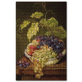 Cakapuzzle Tabakta Siyah Beyaz Üzüm ve Şeftali Görseli Ahşap 255 Parça Puzzle