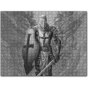 Cakapuzzle Tam Zırhlı ve Silahlı Haçlı Şövalyesi Karakalem Mdf 500 Parça Puzzle
