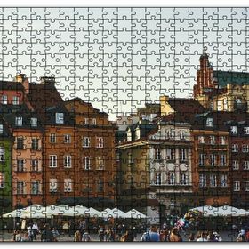 Cakapuzzle Tarihi Binalar ve Meydanda İnsanlar Mdf 500 Parça Puzzle