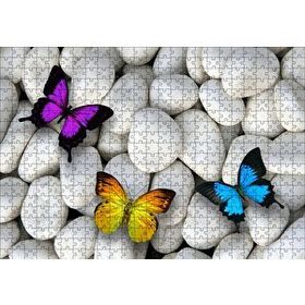 Cakapuzzle Taşların Üzerinde Renkli Kelebekler 120 Parça Ahşap Puzzle