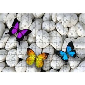 Cakapuzzle Taşların Üzerinde Renkli Kelebekler 120 Parça Ahşap Puzzle