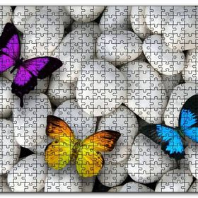 Cakapuzzle Taşların Üzerinde Renkli Kelebekler Mdf 1000 Parça Puzzle