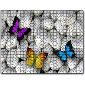 Cakapuzzle Taşların Üzerinde Renkli Kelebekler Mdf 1000 Parça Puzzle