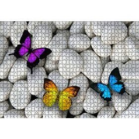 Cakapuzzle Taşların Üzerinde Renkli Kelebekler Mdf 1000 Parça Puzzle