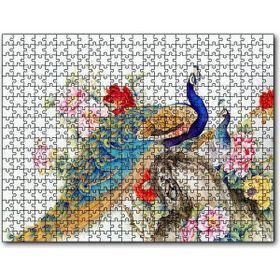 Cakapuzzle Tavuskuşları ve Çiçekler Dijital Çizim Mdf 1000 Parça Puzzle