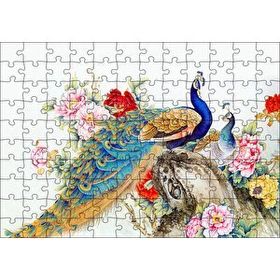 Cakapuzzle Tavuskuşları ve Çiçekler Dijital Çizim Yapboz MDF Puzzle