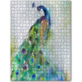 Cakapuzzle Tavuskuşu Suluboya Çizim Görseli 255 Parça Puzzle
