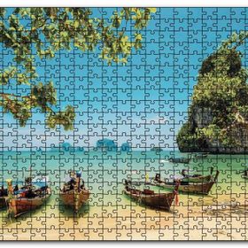 Cakapuzzle Tayland Krabi Sahilinde Kayıklar Mdf 500 Parça Puzzle
