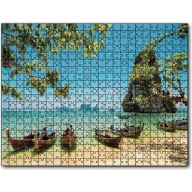 Cakapuzzle Tayland Krabi Sahilinde Kayıklar Mdf 500 Parça Puzzle