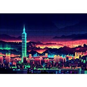 Cakapuzzle Tayvan Taipei Gece Manzarası Artwork Puzzle