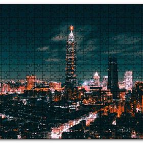 Cakapuzzle Tayvan Taipei Gece Şehir Manzarası Mdf 1000 Parça Puzzle