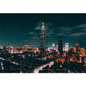 Cakapuzzle Tayvan Taipei Gece Şehir Manzarası Mdf 1000 Parça Puzzle