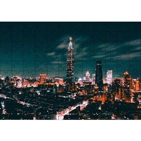 Cakapuzzle Tayvan Taipei Gece Şehir Manzarası Mdf 120 Parça Puzzle