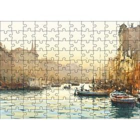 Cakapuzzle Tekne Şehir Manzara 120 Parça Ahşap Puzzle