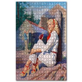 Cakapuzzle Teknesini Boyayan Adam ve Kola İçen Kız Ahşap 255 Parça Puzzle
