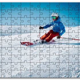 Cakapuzzle Tepeden İnen Kayakçı Siporu Mdf 120 Parça Puzzle