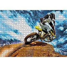 Cakapuzzle Tepenin Üzerindeki Motokrosçu ve Bulutlar 120 Parça Ahşap Puzzle