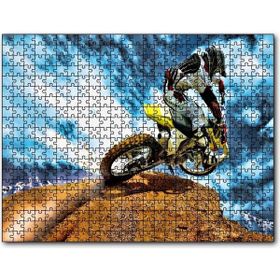 Cakapuzzle Tepenin Üzerindeki Motokrosçu ve Bulutlar Mdf 120 Parça Puzzle