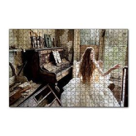 Cakapuzzle Terkedilmiş Ev Piyano ve Beyaz Elbiseli Kız 120 Parça Ahşap Puzzle
