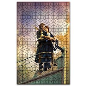 Cakapuzzle Titanic Jack ve Rose Güverte Pozu Ahşap 1000 Parça Puzzle