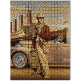 Cakapuzzle Titanik Antika Araba ve Kasketli Adam Ahşap 1000 Parça Puzzle