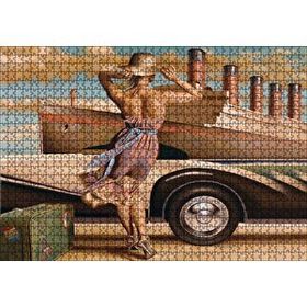 Cakapuzzle Titanik Eski Araba Yeşil Bavuluyla Genç Kadın Mdf 1000 Parça Puzzle
