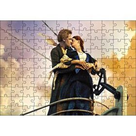 Cakapuzzle Titanik Öpücüğü Bulutlar Gemi Görseli 120 Parça Ahşap Puzzle