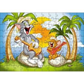 Cakapuzzle Tom Jerry Şarkı Söyleyen Ada Palmiye Ağaçları Mdf 120 Parça Puzzle