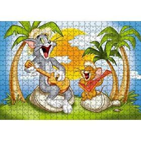 Cakapuzzle Tom Jerry Şarkı Söyleyen Ada Palmiye Ağaçları Mdf 500 Parça Puzzle