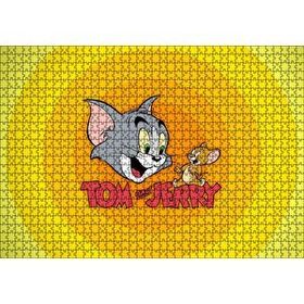 Cakapuzzle Tom ve Jerr Logo Sarı Zeminde Mdf 1000 Parça Puzzle
