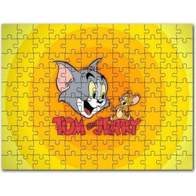 Cakapuzzle Tom ve Jerr Logo Sarı Zeminde Mdf 120 Parça Puzzle