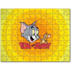 Cakapuzzle Tom ve Jerr Logo Sarı Zeminde Mdf 120 Parça Puzzle