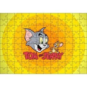 Cakapuzzle Tom ve Jerr Logo Sarı Zeminde Mdf 120 Parça Puzzle