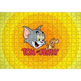 Cakapuzzle Tom ve Jerr Logo Sarı Zeminde Mdf 255 Parça Puzzle