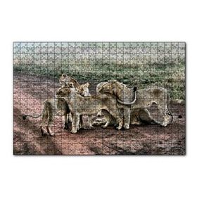 Cakapuzzle Toprak Yolun Ortasında Aslan Ailesi 120 Parça Ahşap Puzzle